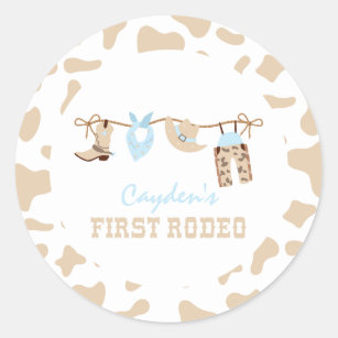 First Rodeo Western Cowboy 1st Birthday Classic Round Sticker