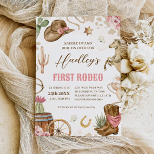 FIRST RODEO Western Cowboy 1st Birthday Invitation