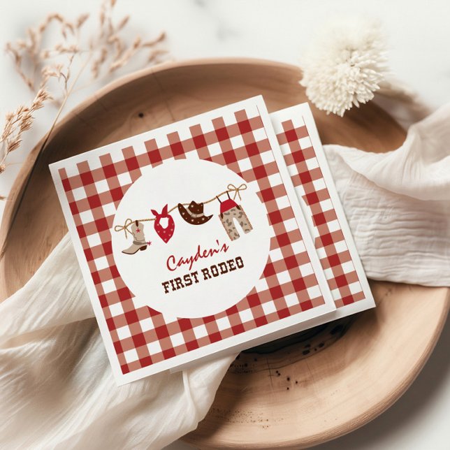 First Rodeo Western Cowboy 1st Birthday Napkin (Creator Uploaded)