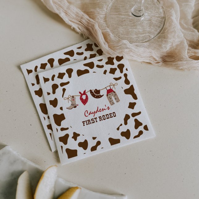 First Rodeo Western Cowboy 1st Birthday Napkin (Creator Uploaded)