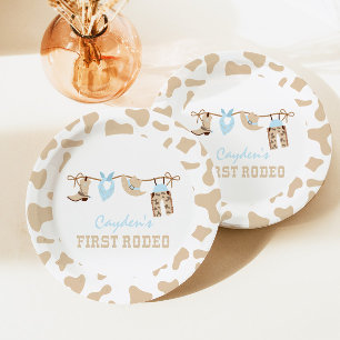 First Rodeo Western Cowboy 1st Birthday Paper Plat Paper Plate
