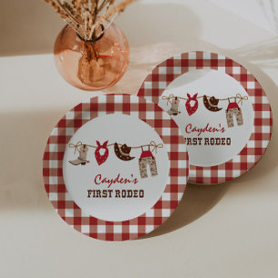 First Rodeo Western Cowboy 1st Birthday Paper Plat Paper Plate