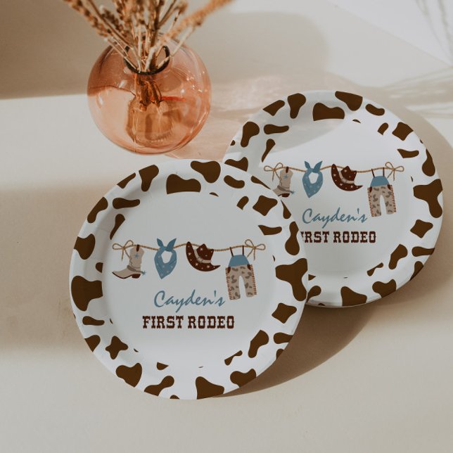 First Rodeo Western Cowboy 1st Birthday Paper Plat Paper Plate (Creator Uploaded)