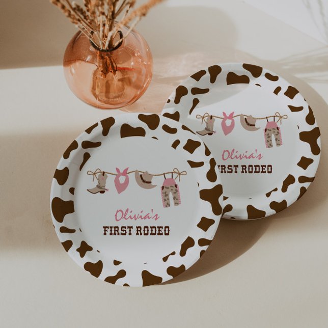 First Rodeo Western Cowboy 1st Birthday Paper Plat Paper Plate (Creator Uploaded)