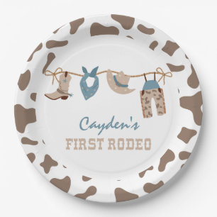 First Rodeo Western Cowboy 1st Birthday Paper Plat Plate