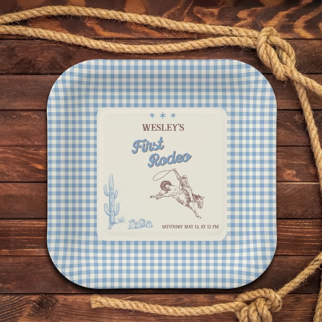 First Rodeo Western Cowboy 1st Birthday  Paper Plate (First Rodeo Western Cowboy 1st Birthday Paper Plates)