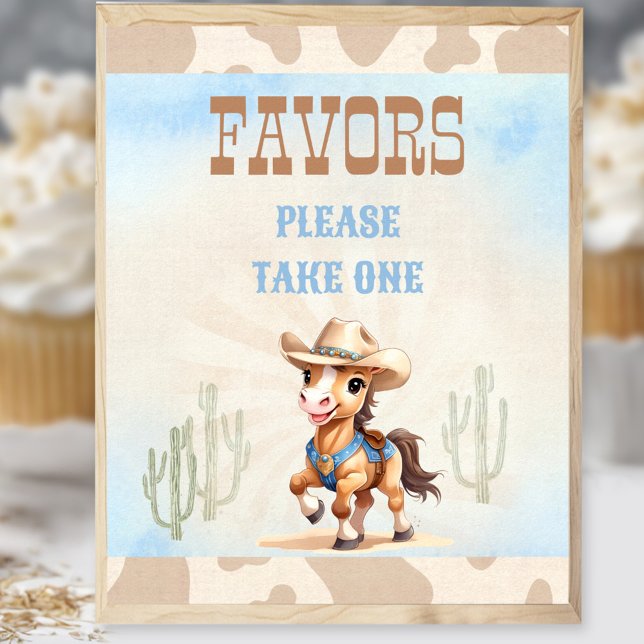 First Rodeo Western Cowboy Birthday Boy Favour Sig Poster (First Rodeo Western Cowboy Birthday Boy Favor Sign)