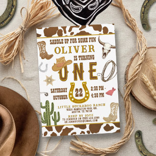 First Rodeo Western Cowboy Boys 1st Birthday Invitation