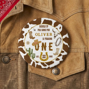First Rodeo Western Cowboy Boys 1st Birthday Party 10 Cm Round Badge