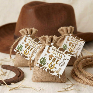First Rodeo Western Cowboy Boys 1st Birthday Party Favour Tags