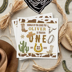 First Rodeo Western Cowboy Boys 1st Birthday Party Napkin