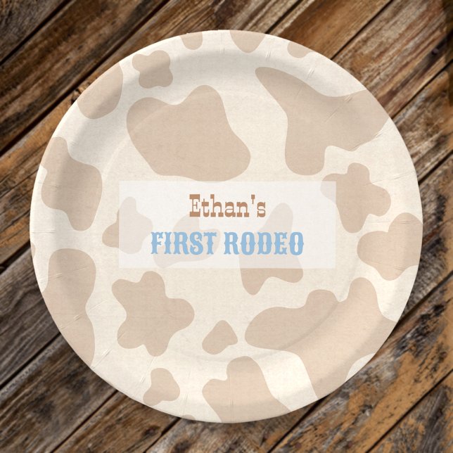 First Rodeo Western Cowboy Cow Print Paper Plates (First Rodeo Western Cowboy Cow Print Paper Plates)