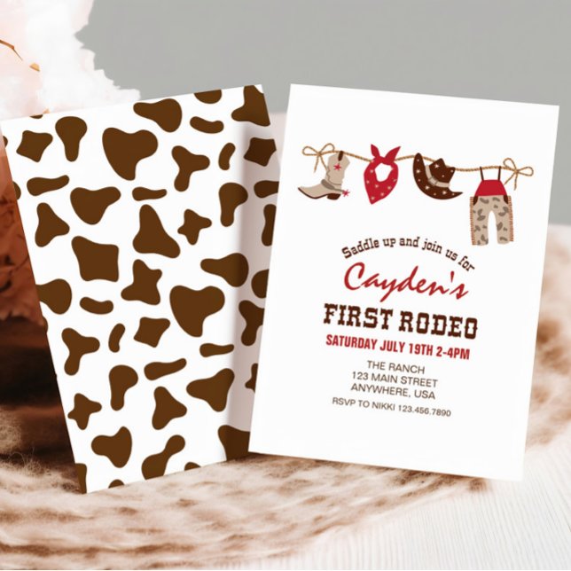 First Rodeo Western Cowboy First Birthday Invitati Invitation (Creator Uploaded)