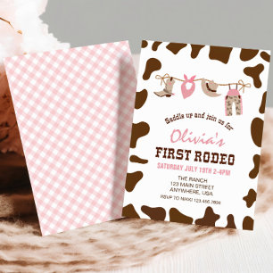 First Rodeo Western Cowboy First Birthday Invitati Invitation