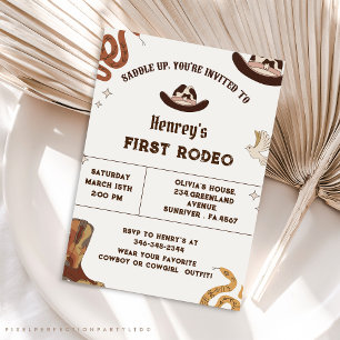 First Rodeo Western Cowboy First Birthday Invitation