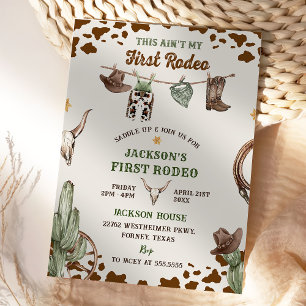 First Rodeo Western Cowboy First Birthday Invitation