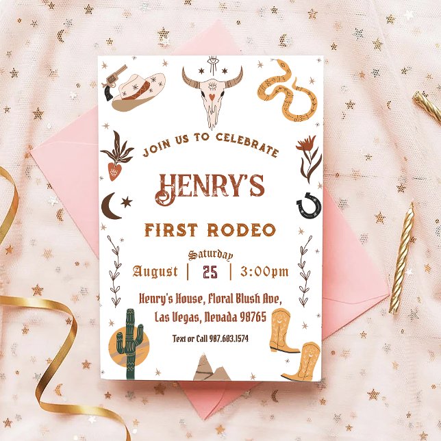First Rodeo Western Cowboy First Birthday Invitation (Creator Uploaded)