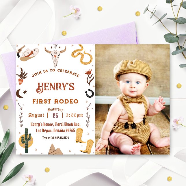 First Rodeo Western Cowboy First Birthday Invitation (Creator Uploaded)