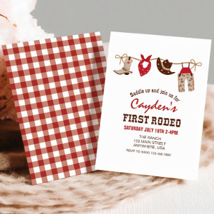 First Rodeo Western Cowboy First Birthday Invitation