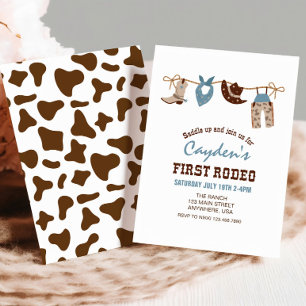 First Rodeo Western Cowboy First Birthday Invitation