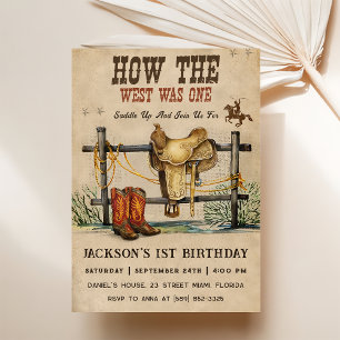 First Rodeo Western Cowboy First Birthday Party Invitation