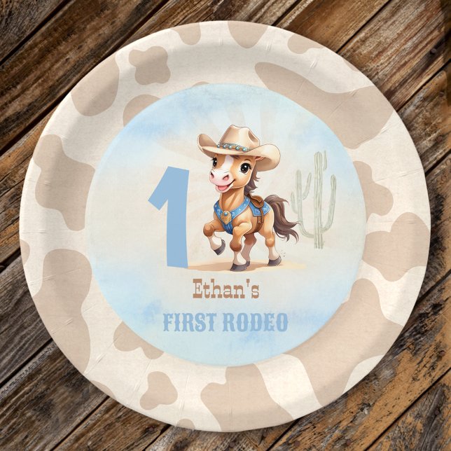 First Rodeo Western Cowboy Horse 1st Birthday Paper Plate (First Rodeo Western Cowboy Horse 1st Birthday Paper Plates)