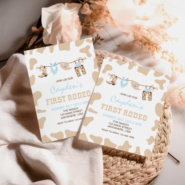 First Rodeo Western Cowboy Pastel 1st Birthday Invitation (Creator Uploaded)