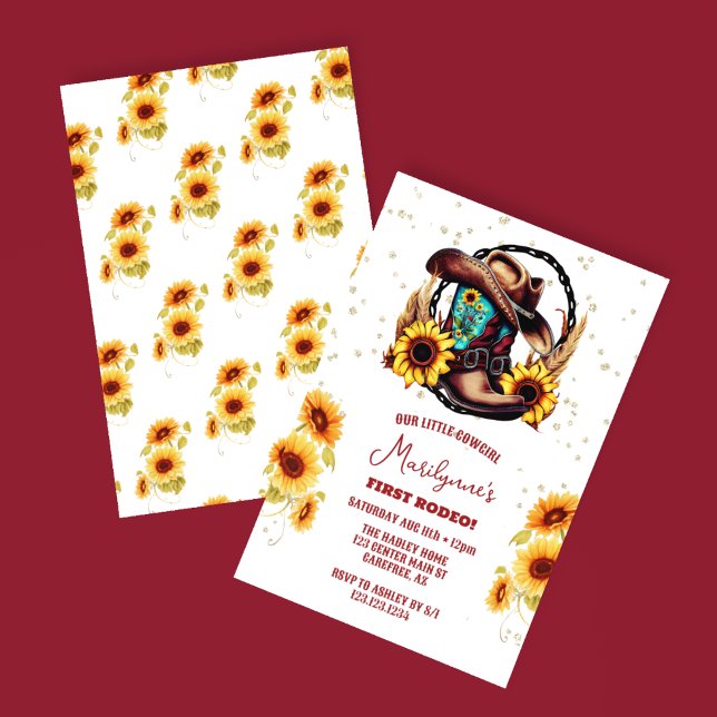 First Rodeo Western Cowgirl 1st Birthday Invitation (Creator Uploaded)