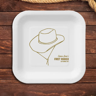 First Rodeo Western Cowgirl 1st Birthday Paper Plate