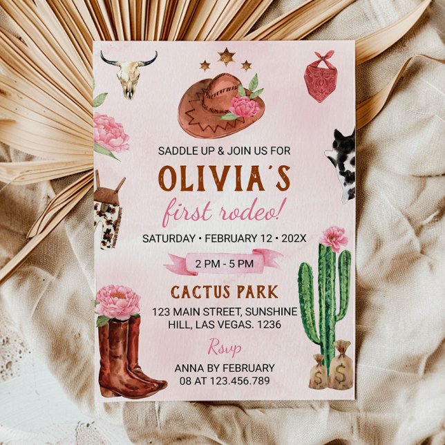 First Rodeo Western Cowgirl Birthday Invitation (Creator Uploaded)