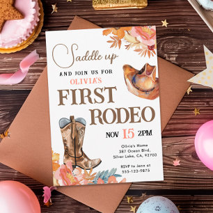 First Rodeo Western Girl 1st Birthday Invitation