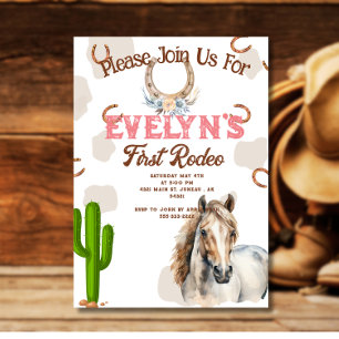 First Rodeo Western Horseshoe Pattern  Thank You Card