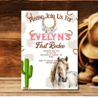 First Rodeo Western Horseshoe Pattern Thank You Card