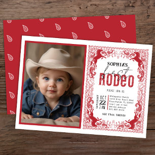 First Rodeo Western Photo Birthday Invitation