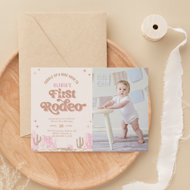First Rodeo Western Pink Cowgirl Birthday  Invitation (Creator Uploaded)
