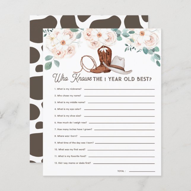 First Rodeo Who Knows 1yo Best 1st Birthday Game (Front/Back)