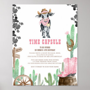 First Rodeo Wild West Baby Cow Time Capsule Sign