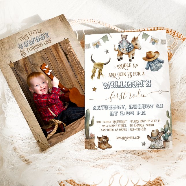 First rodeo Wild West Boy 1st Birthday Invitation (Creator Uploaded)