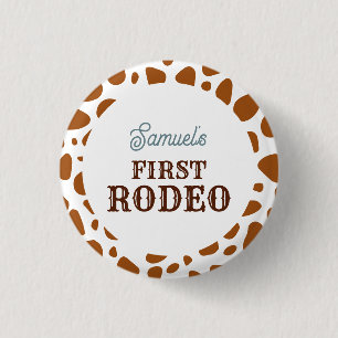 First Rodeo Wild West Brown Boy First Birthday 3 Cm Round Badge