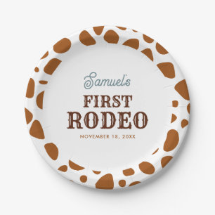 First Rodeo Wild West Brown Boy First Birthday Paper Plate