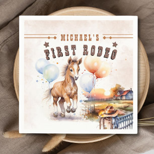 First RODEO Wild West Cowboy 1st Birthday Boy Napkin