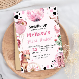 First Rodeo Wild West Cowgirl Birthday Invitation