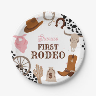 First Rodeo Wild West Cowgirl First Birthday Paper Plate