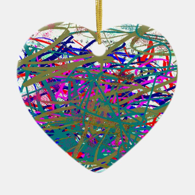 First Scrawl of Famous Digital Artist ;) Kids Art Ceramic Ornament (Front)