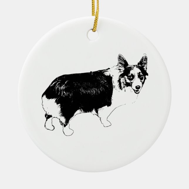 First-Snow Corgi Keepsake Ceramic Ornament (Front)