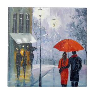 First snow in Paris Ceramic Tile