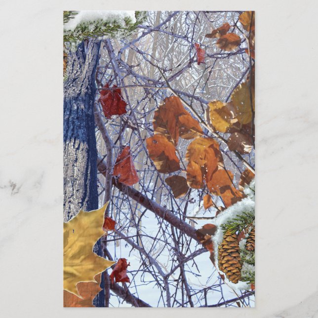 First Snow Winter Camouflage Print Stationery (Front)