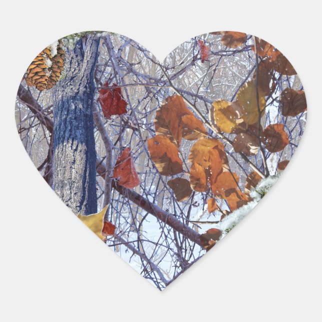 First Snow Winter Camouflage Style Heart Sticker (Front)