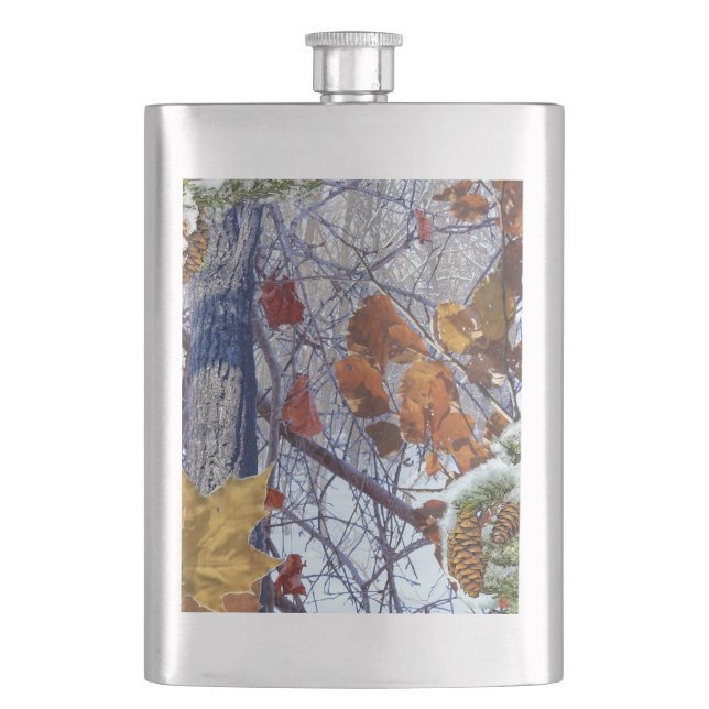 First Snow Winter Camouflage Style Hip Flask (Front)
