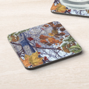 First Snow Winter Forest Camo Print Coaster